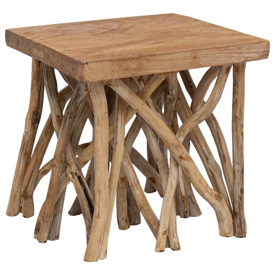 Mesa de centro de troncos madera reciclada mixta 40x40x40