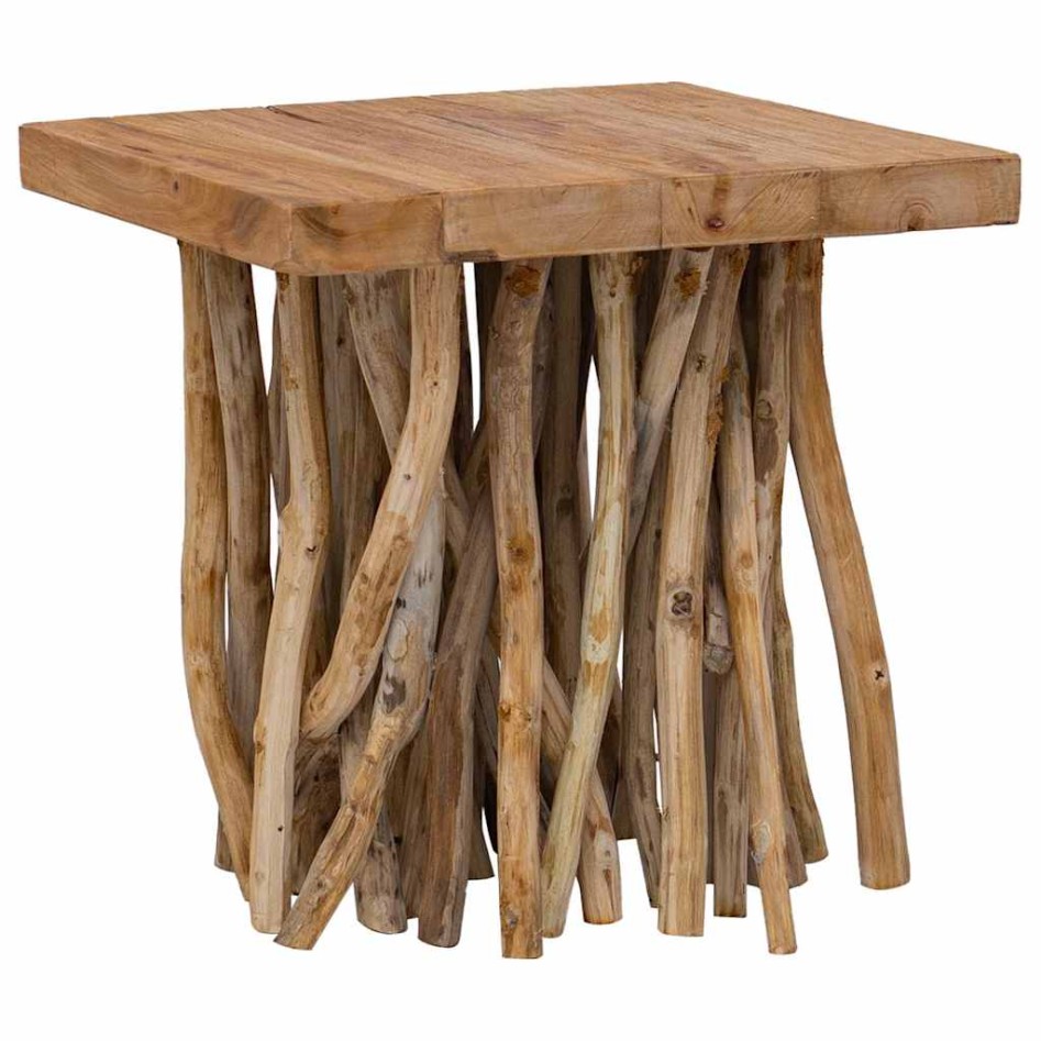 Mesa de centro de troncos madera reciclada mixta 40x40x40