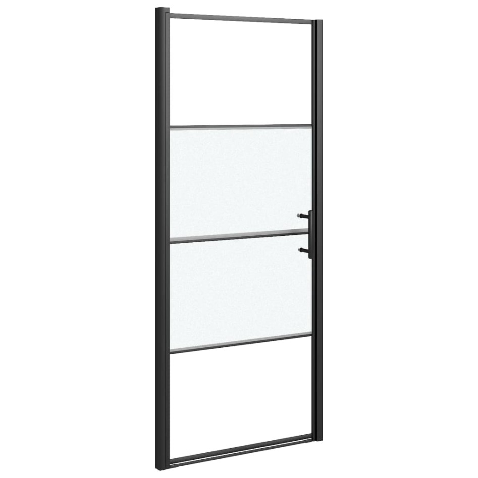 Puerta de ducha vidrio semiesmerilado negro 81x195