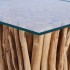 Mesa de centro con superficie de vidrio teca maciza 66x66x40