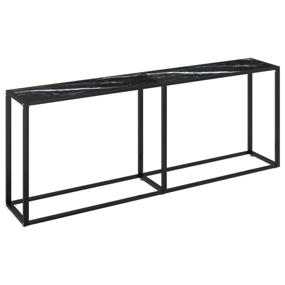 Mesa consola vidrio templado mármol negro 200x35x75,5