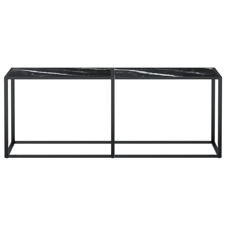 Mesa consola vidrio templado mármol negro 200x35x75,5
