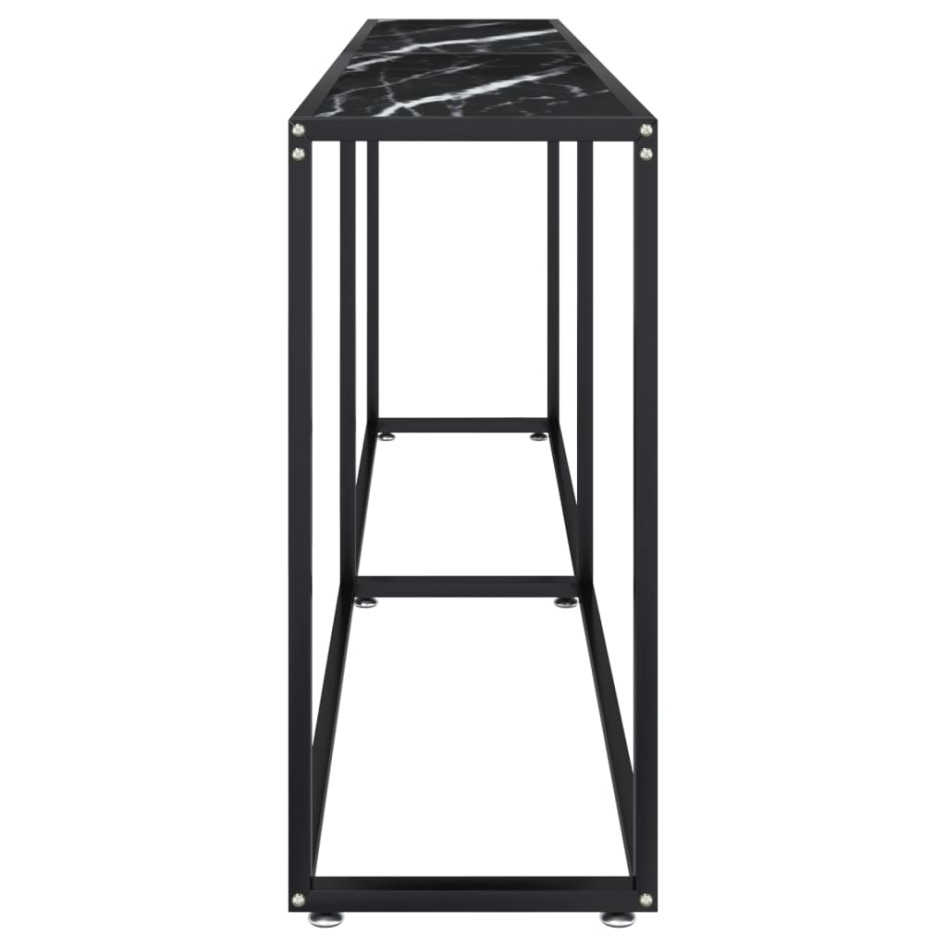 Mesa consola vidrio templado mármol negro 200x35x75,5