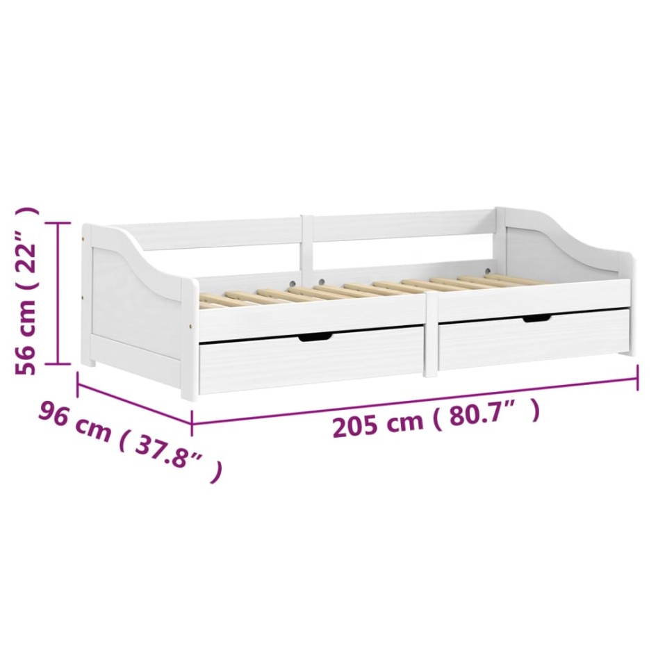 Sofá cama con 2 cajones madera maciza pino blanca IRUN