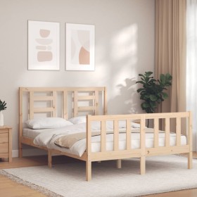 Estructura de cama con cabecero madera maciza 120x200