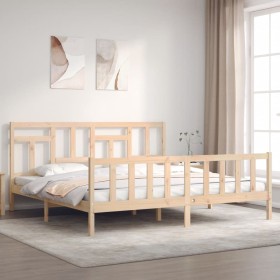 Estructura de cama con cabecero madera maciza 200x200