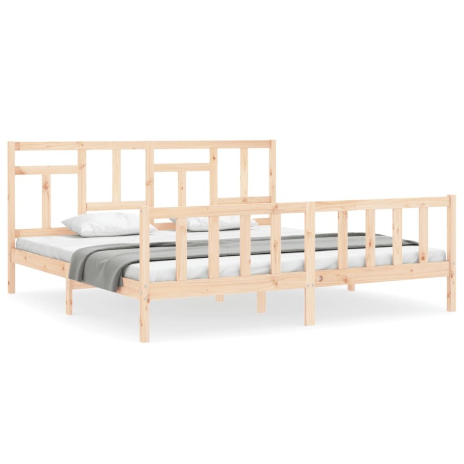 Estructura de cama con cabecero madera maciza 200x200