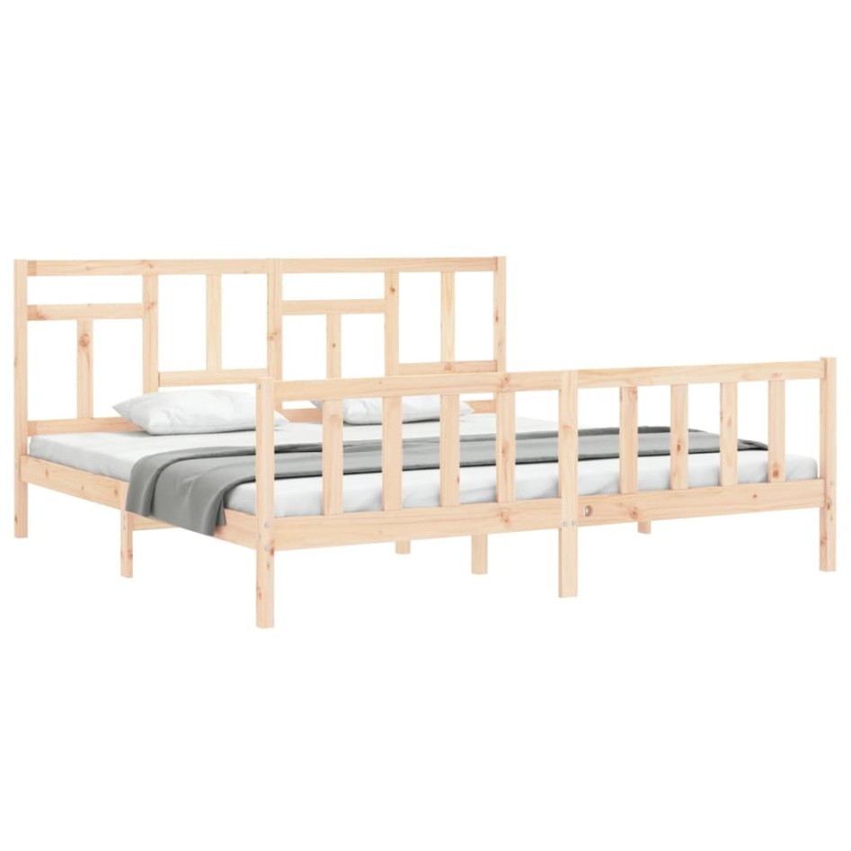 Estructura de cama con cabecero madera maciza 200x200
