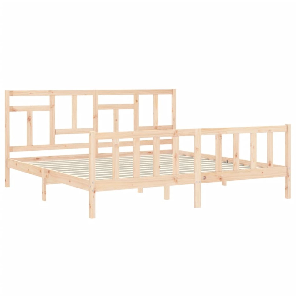 Estructura de cama con cabecero madera maciza 200x200