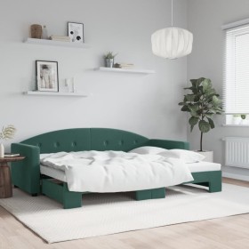 Sofá cama nido terciopelo verde oscuro 80x200