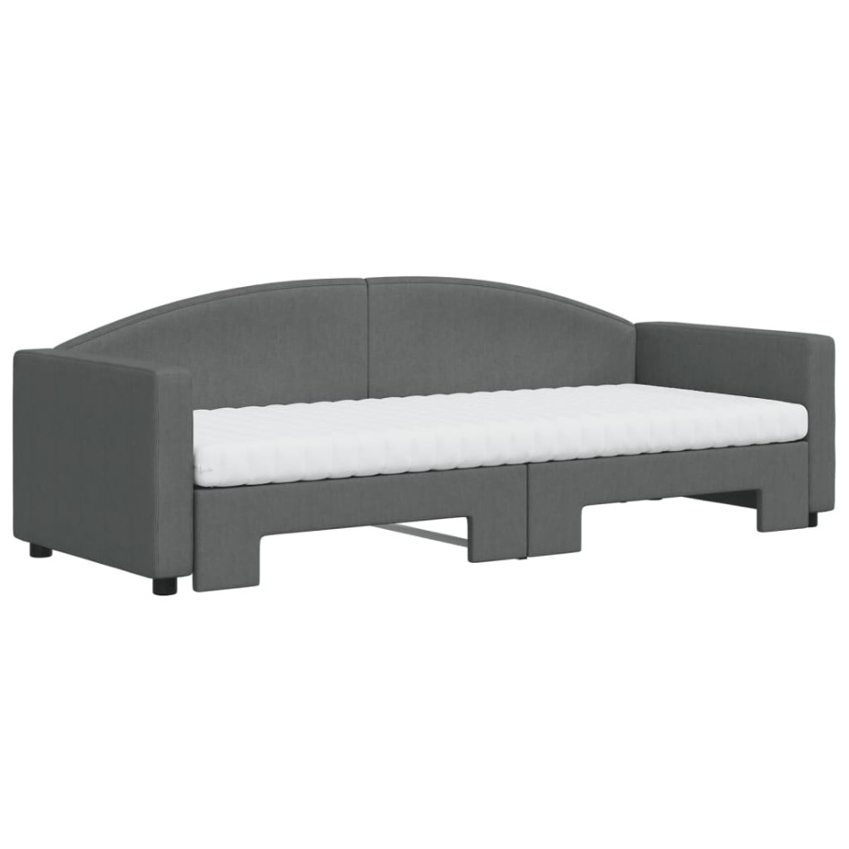 Sofá cama nido con colchón tela gris oscuro 80x200