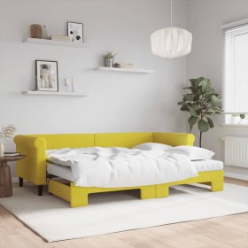 Sofá cama nido con colchón terciopelo amarillo 80x200