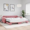 Sofá cama nido con colchón terciopelo rosa 100x200 cm