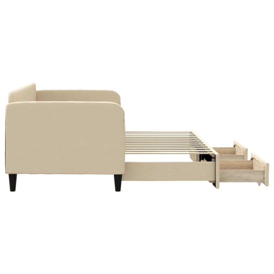 Sofá cama nido con cajones tela color crema 80x200