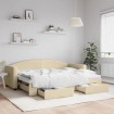 Sofá cama nido con cajones tela color crema 80x200 cm