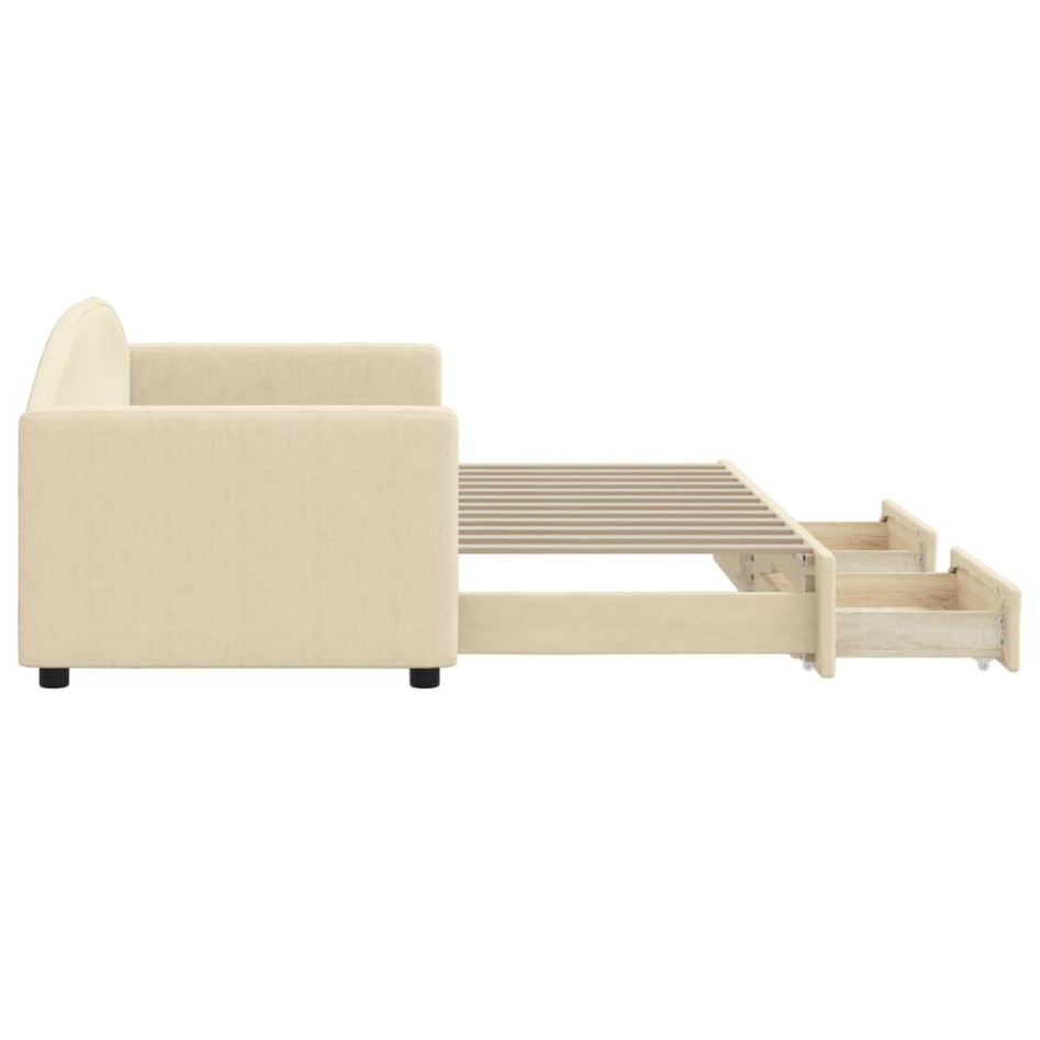 Sofá cama nido con cajones tela color crema 80x200