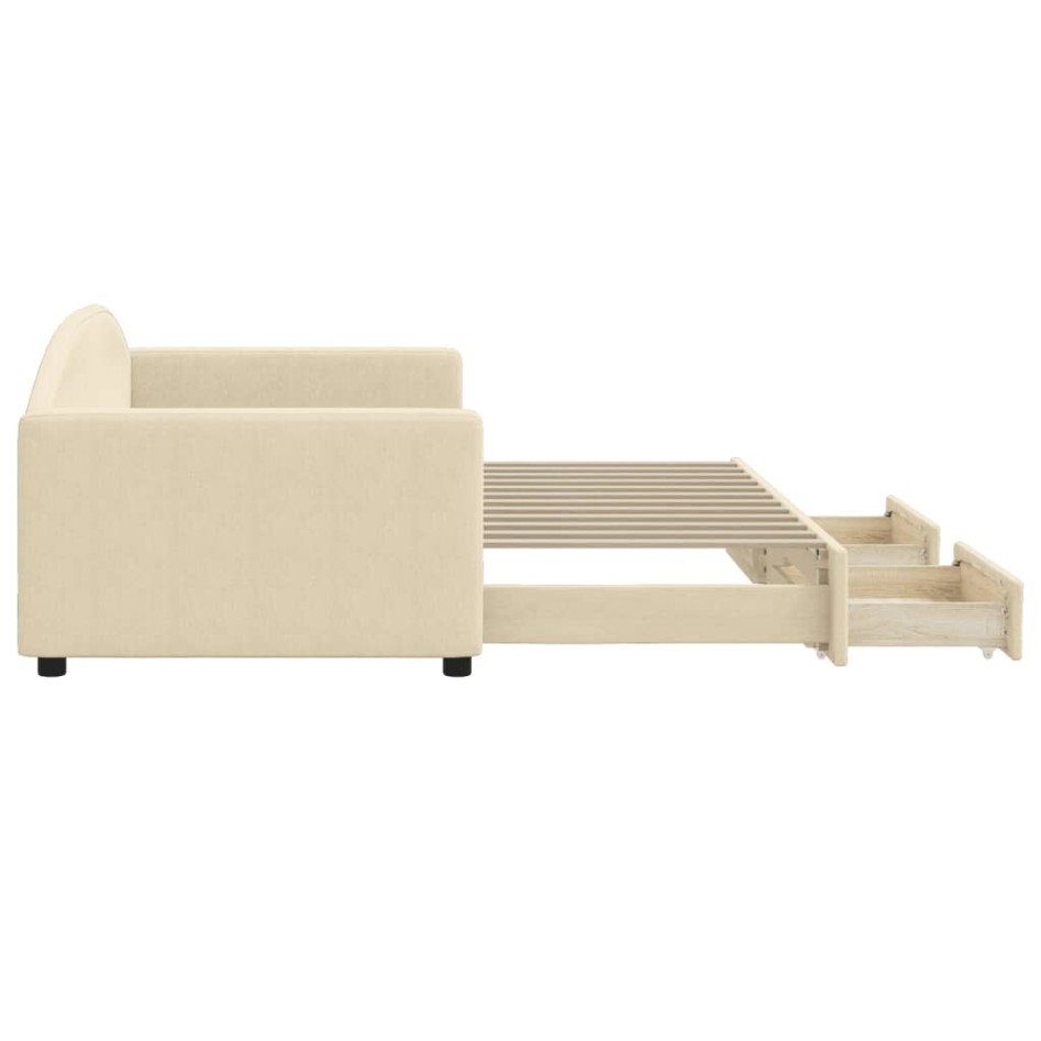 Sofá cama nido con cajones tela color crema 90x200