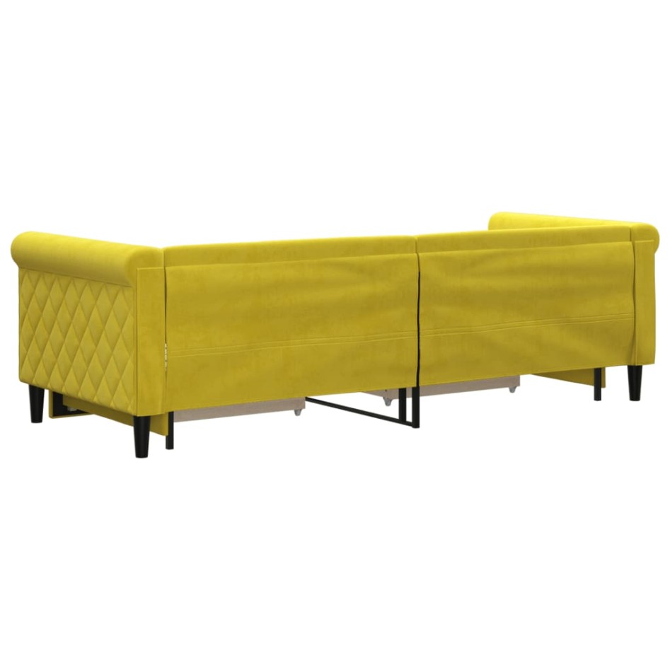 Sofá cama nido con cajones terciopelo amarillo 80x200