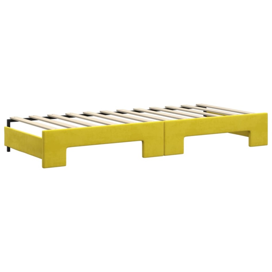 Sofá cama nido con cajones terciopelo amarillo 80x200