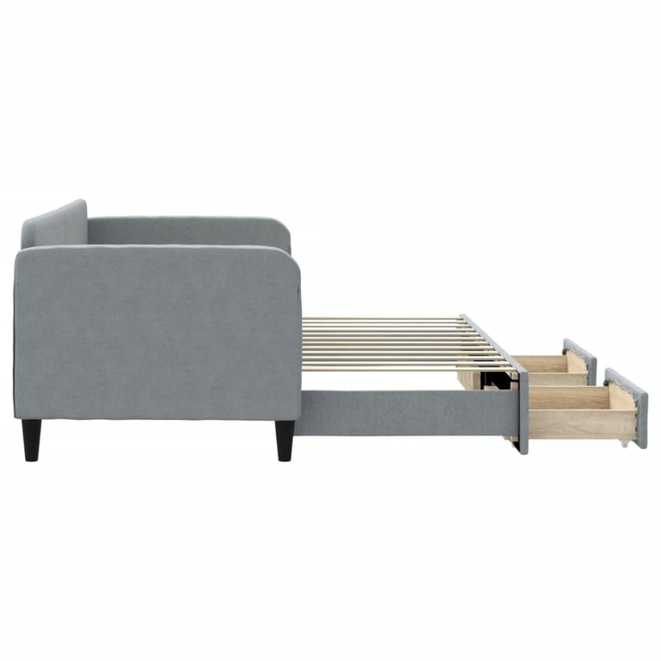 Sofá cama nido con cajones tela gris claro 80x200