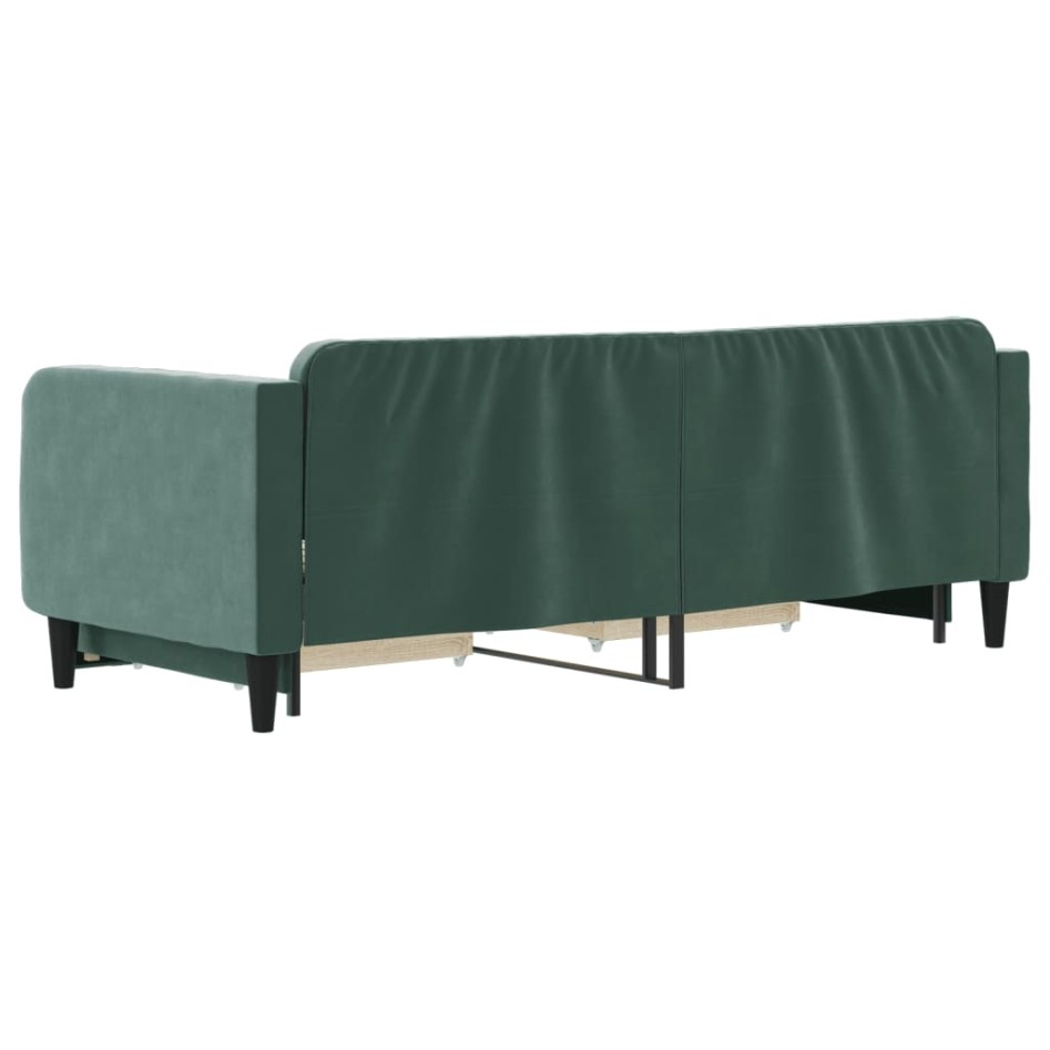 Sofá cama nido con cajones terciopelo verde oscuro 80x200