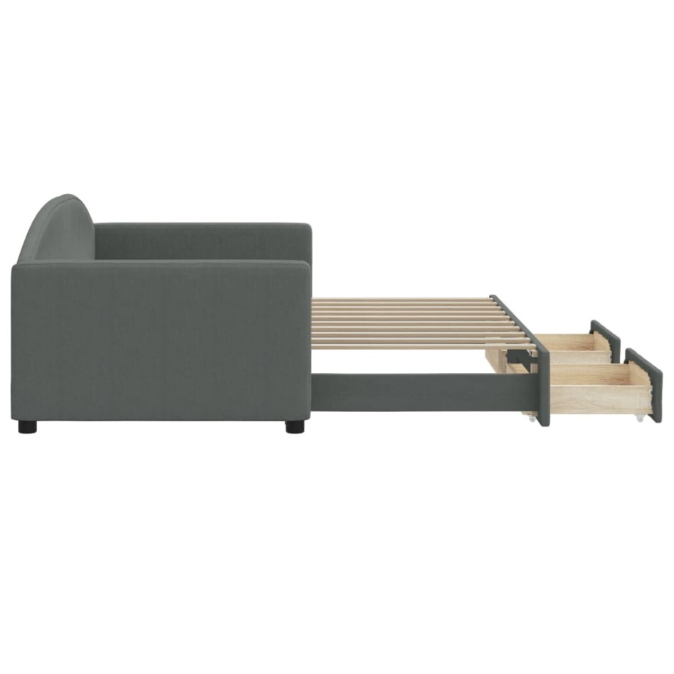 Sofá cama nido con cajones tela gris oscuro 90x190