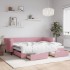 Sofá cama nido con cajones terciopelo rosa 90x200