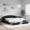 Sofá cama nido con cajones terciopelo negro 90x200 cm