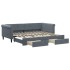 Sofá cama nido con cajones terciopelo gris oscuro 90x200