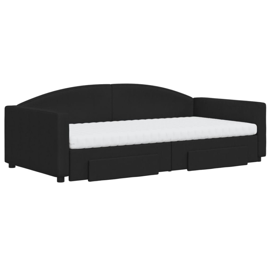 Sofá cama nido con cajones tela negro 100x200