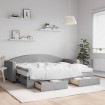 Sofá cama nido con cajones tela gris claro 80x200 cm