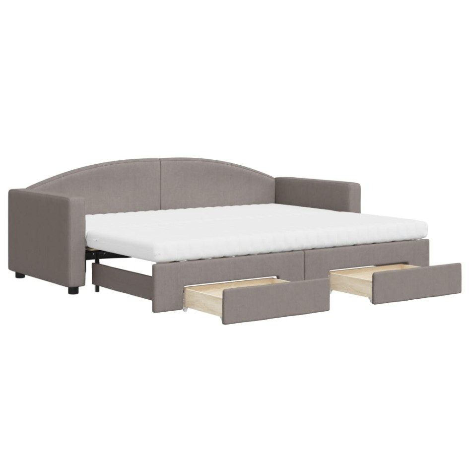 Sofá cama nido con cajones tela gris taupe 80x200