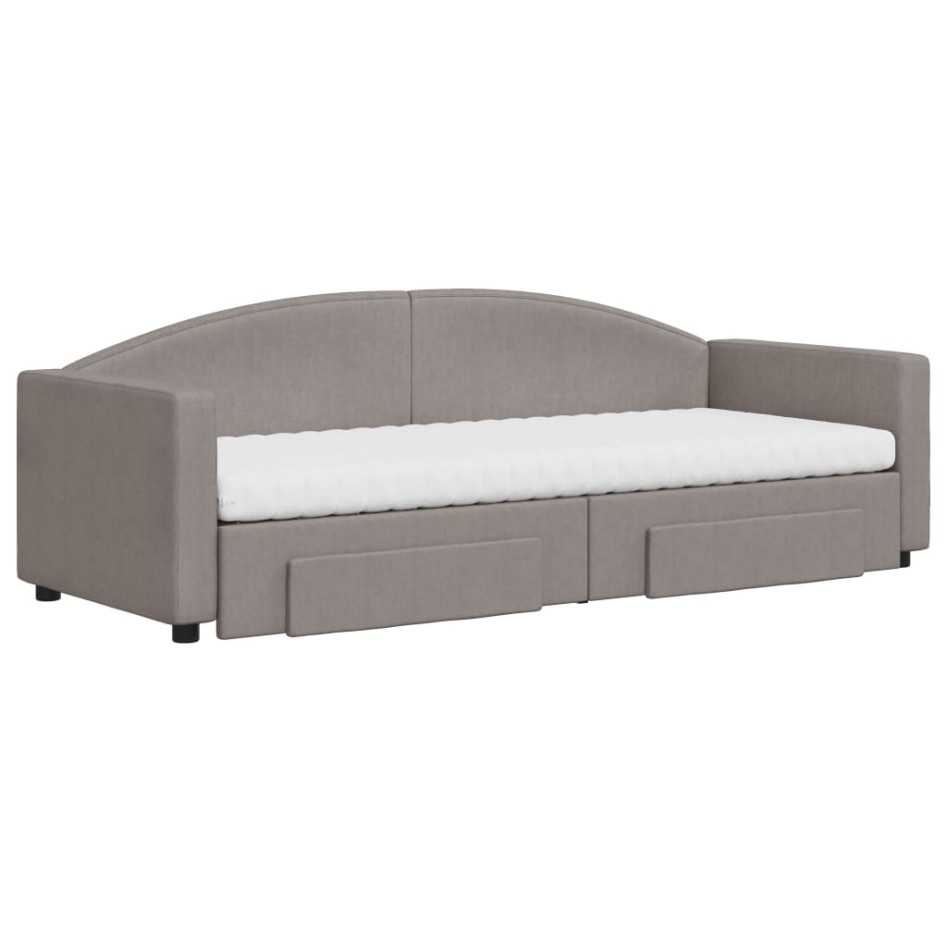 Sofá cama nido con cajones tela gris taupe 80x200