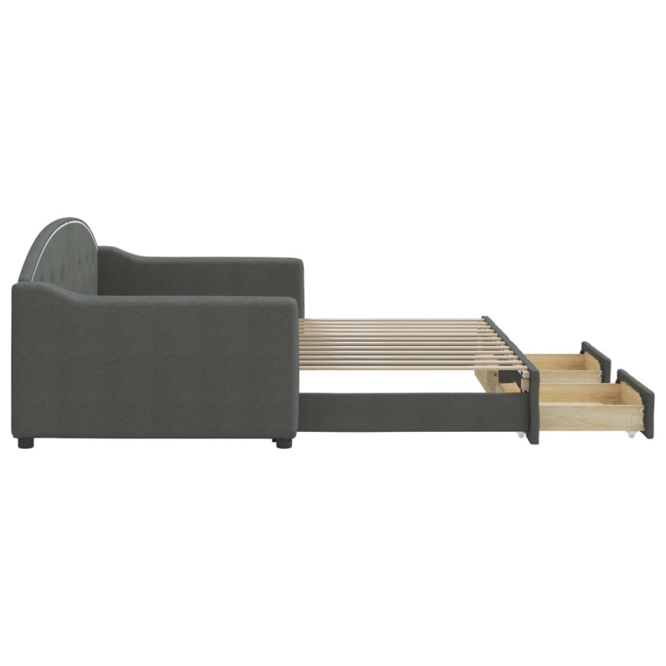 Sofá cama nido con cajones tela gris oscuro 90x200