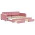 Sofá cama nido con cajones terciopelo rosa 90x200