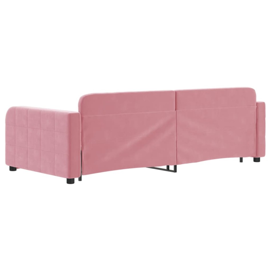 Sofá cama nido con cajones terciopelo rosa 90x200