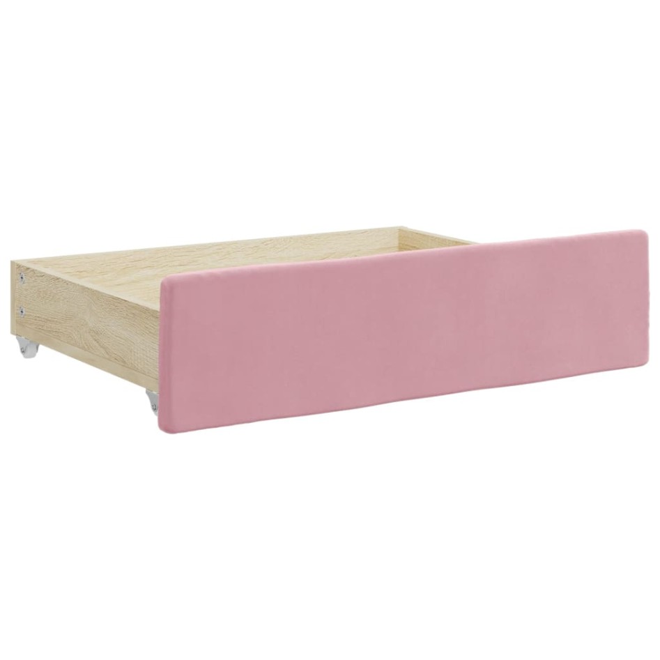 Sofá cama nido con cajones terciopelo rosa 90x200