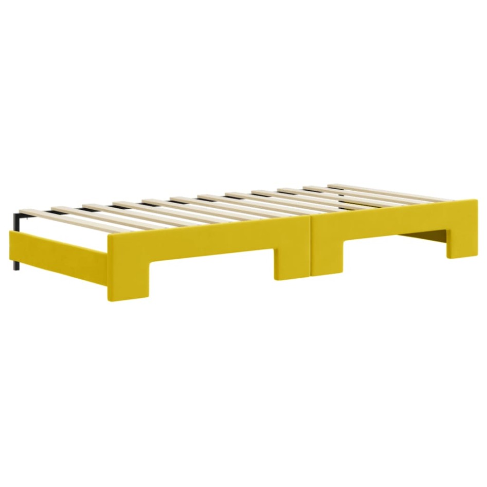 Sofá cama nido con cajones terciopelo amarillo 90x200