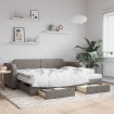 Sofá cama nido con cajones tela gris taupe 80x200 cm