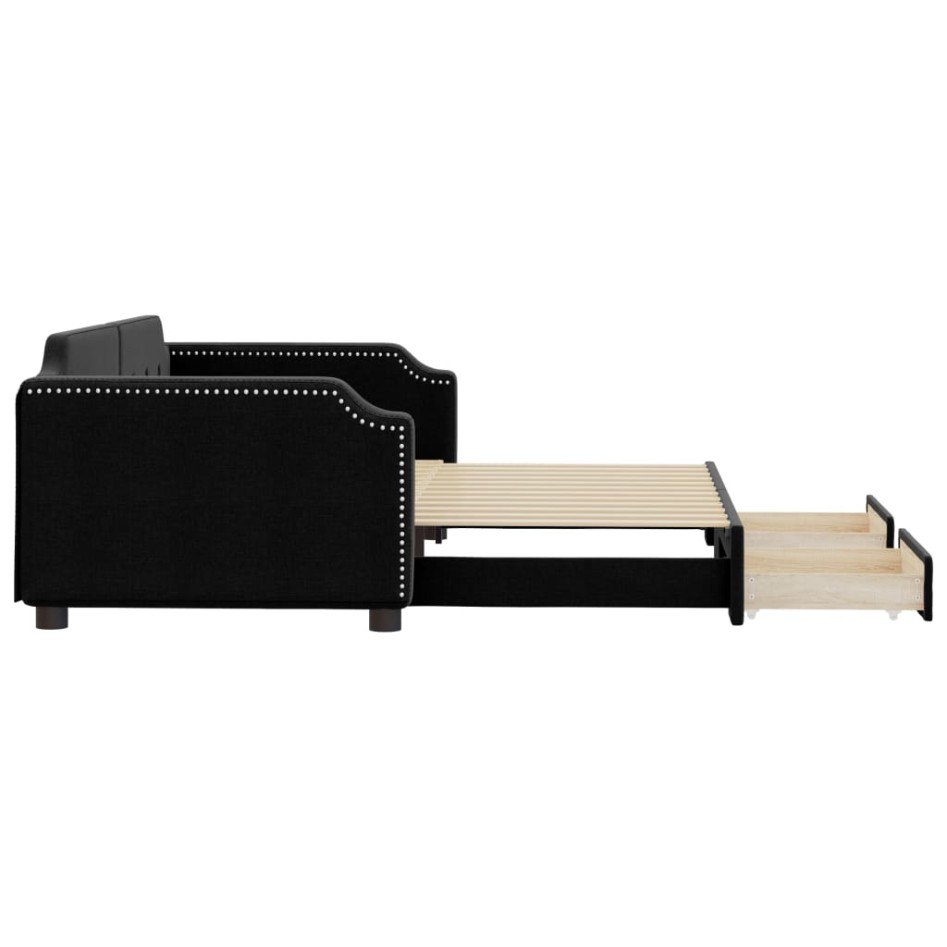 Sofá cama nido con cajones tela negro 100x200
