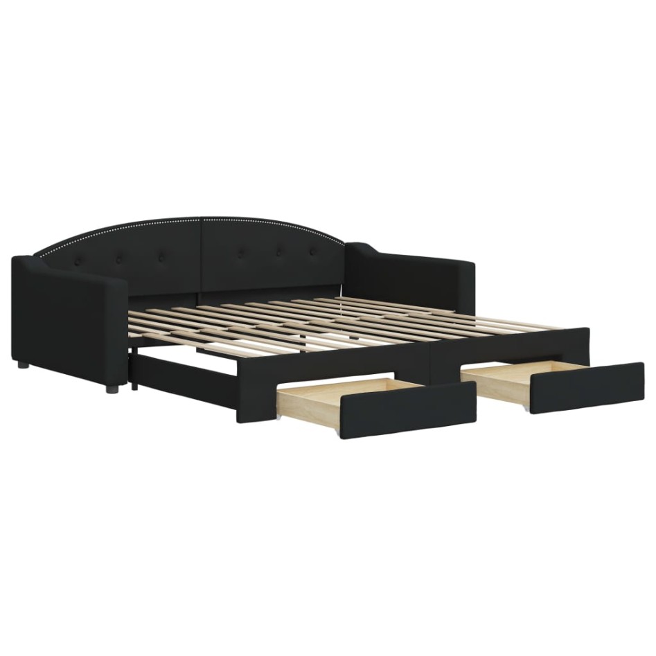 Sofá cama nido con cajones tela negro 100x200