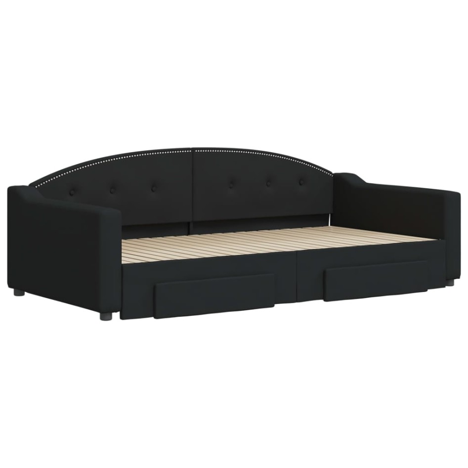 Sofá cama nido con cajones tela negro 100x200