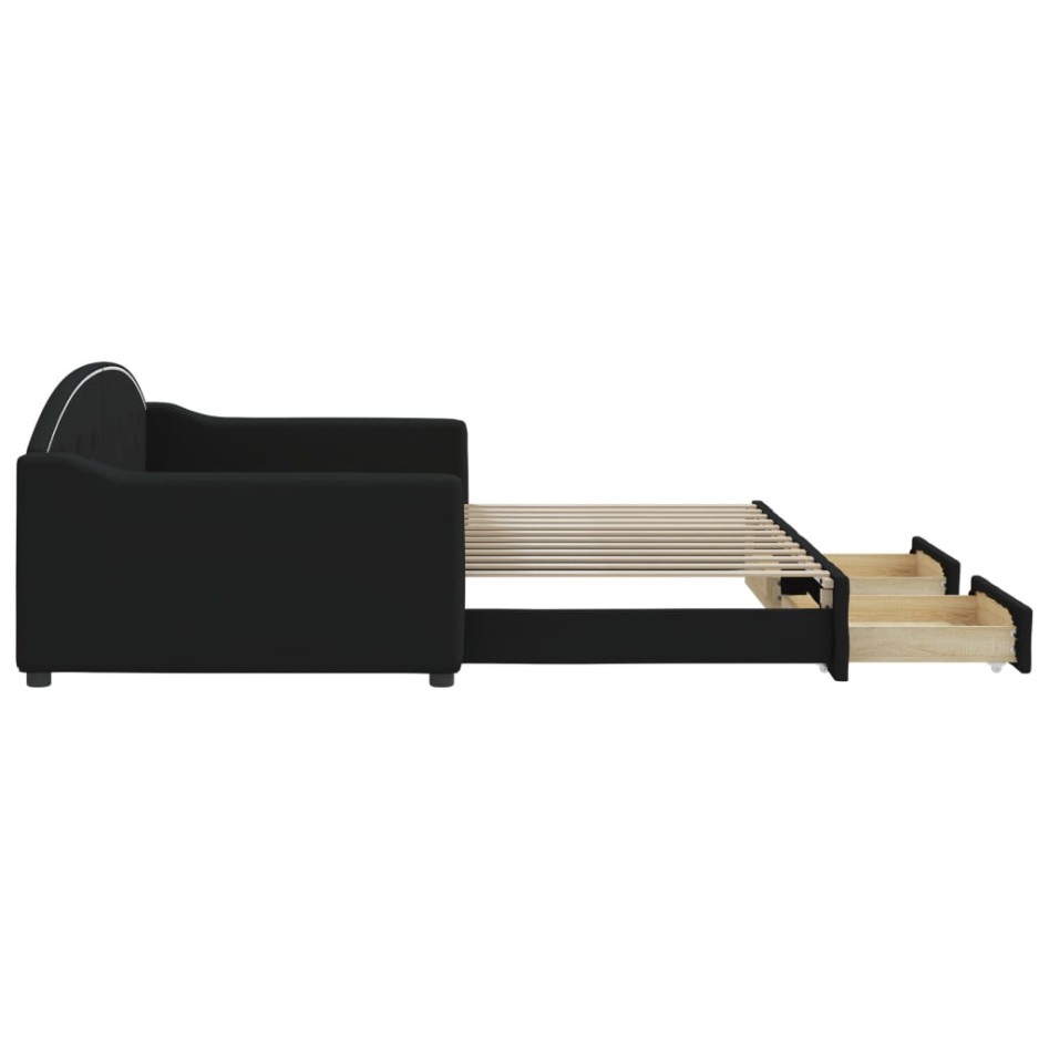 Sofá cama nido con cajones tela negro 100x200