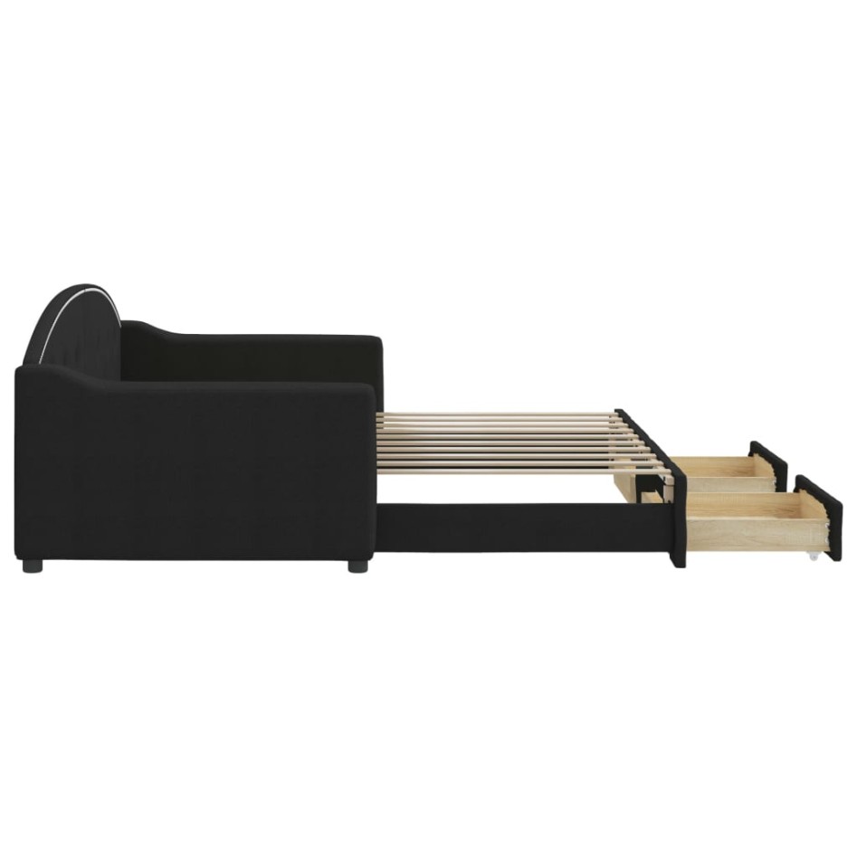 Sofá cama nido con cajones tela negro 90x190