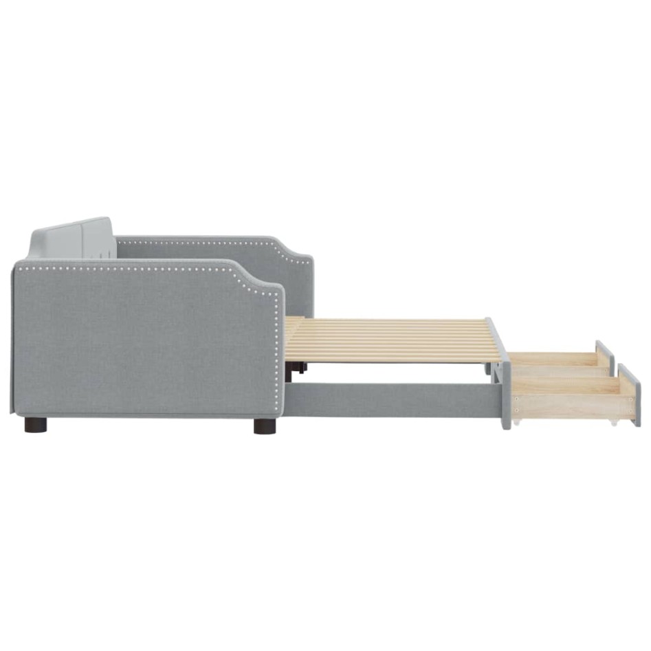 Sofá cama nido con cajones tela gris claro 100x200