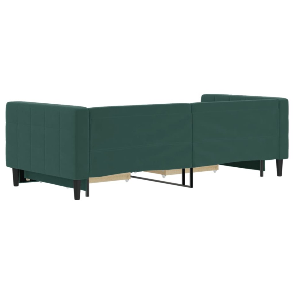 Sofá cama nido con cajones terciopelo verde oscuro 90x200