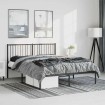 Estructura cama sin colchón con cabecero metal negro 150x200 cm
