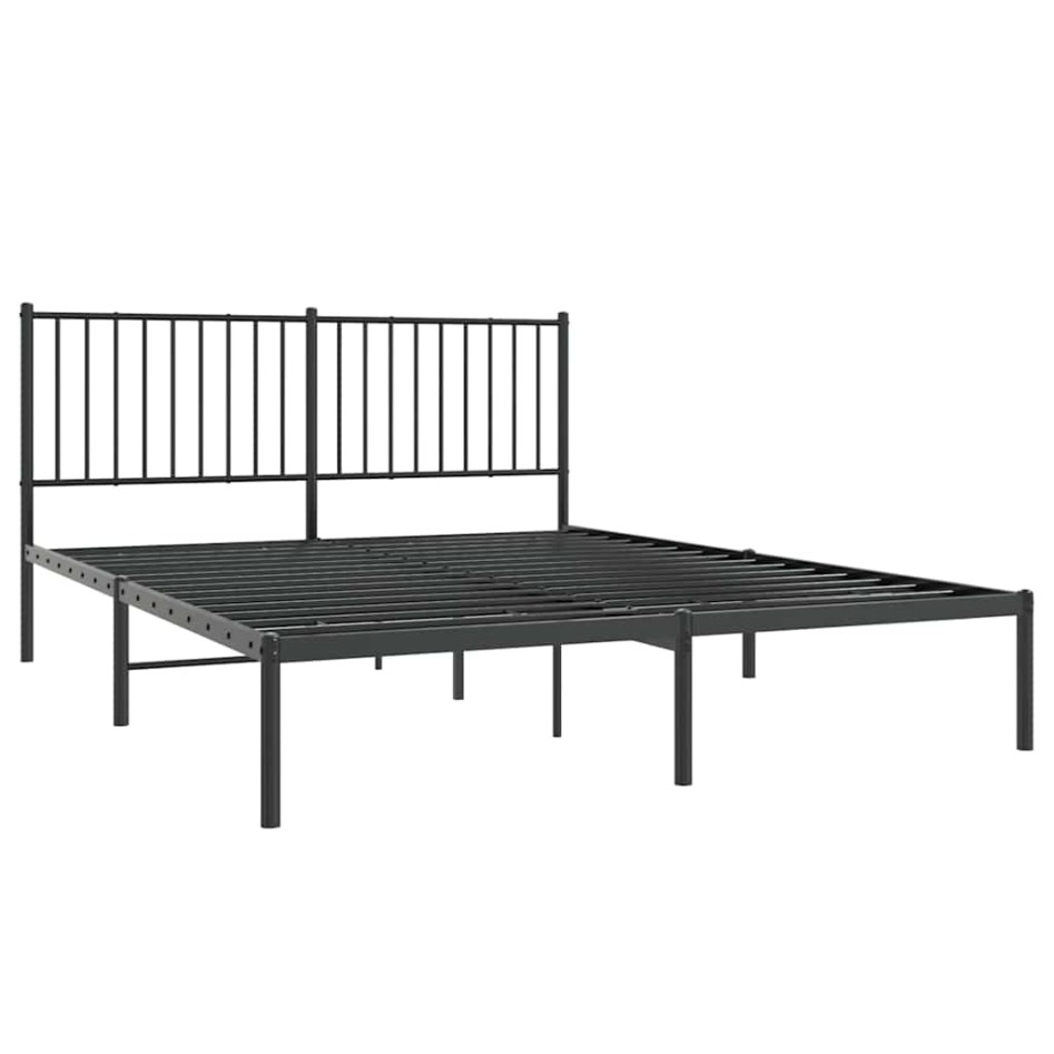 Estructura cama sin colchón con cabecero metal negro 150x200