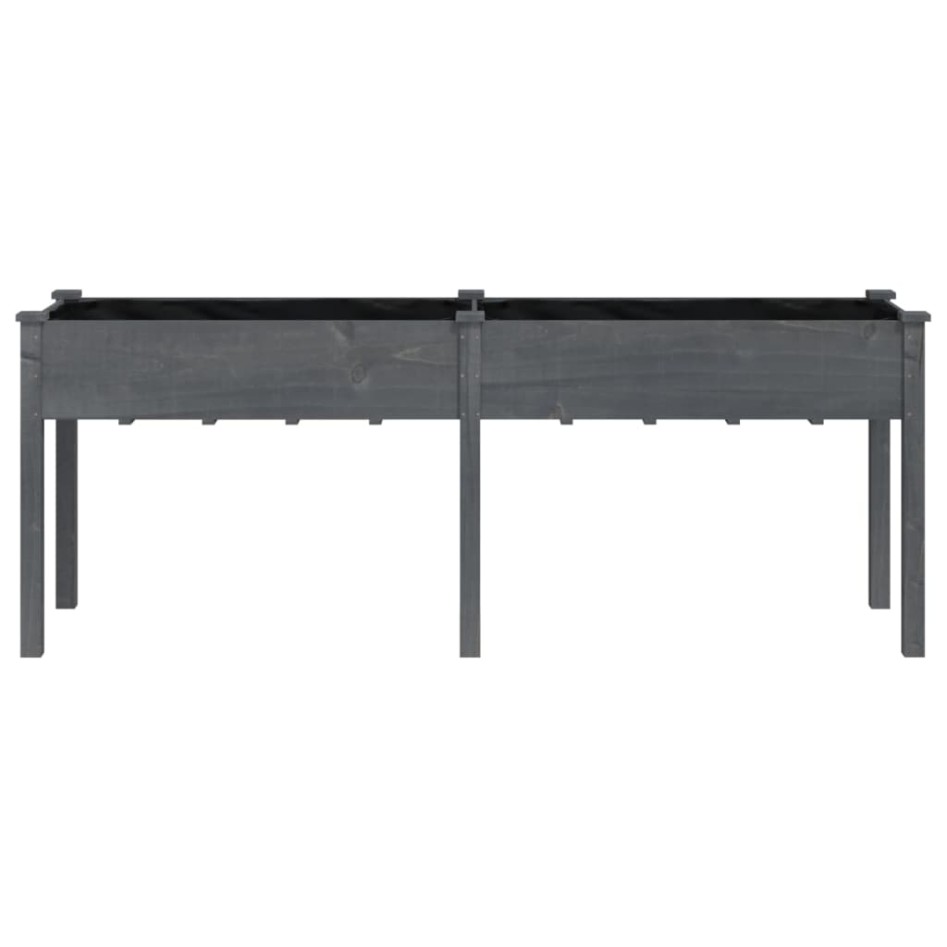 Jardinera con forro madera maciza de abeto gris 203x53x76