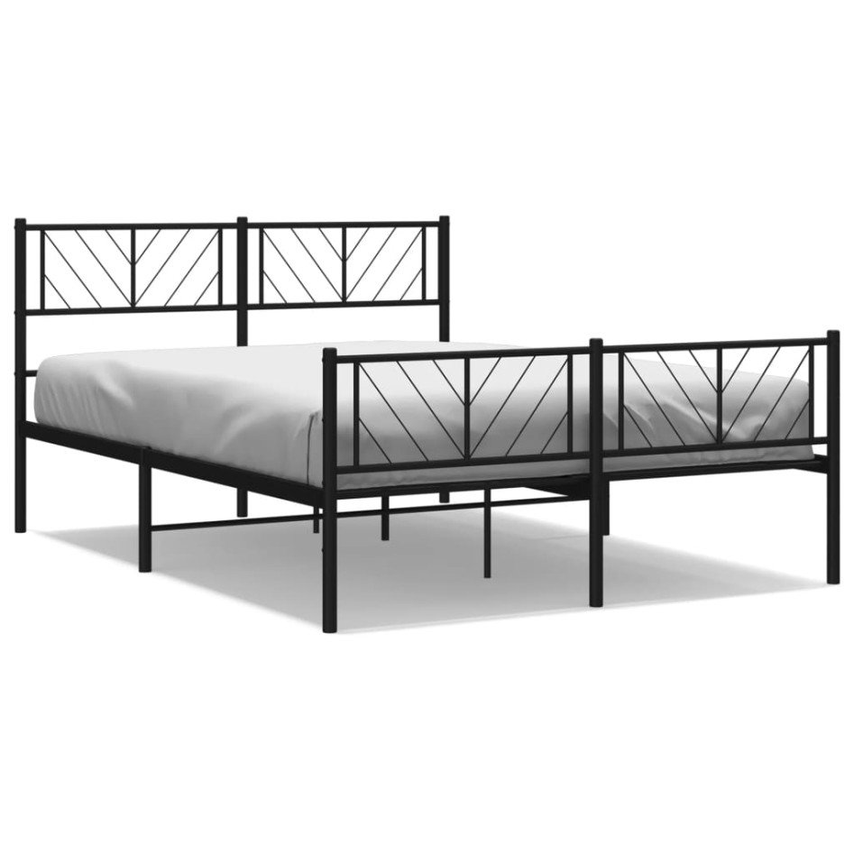 Estructura cama sin colchón con estribo metal negro 140x200